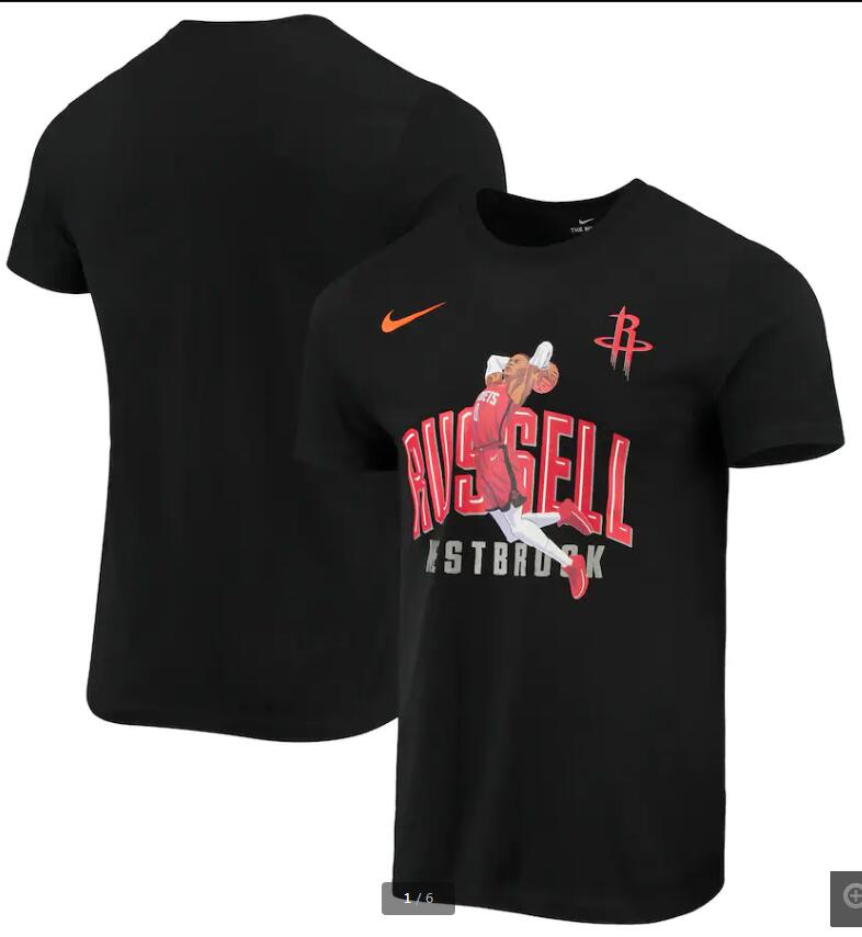 2020 NBA Men Russell Westbrook Houston Rockets Nike Hero Performance TShirt  Black->nba t-shirts->Sports Accessory